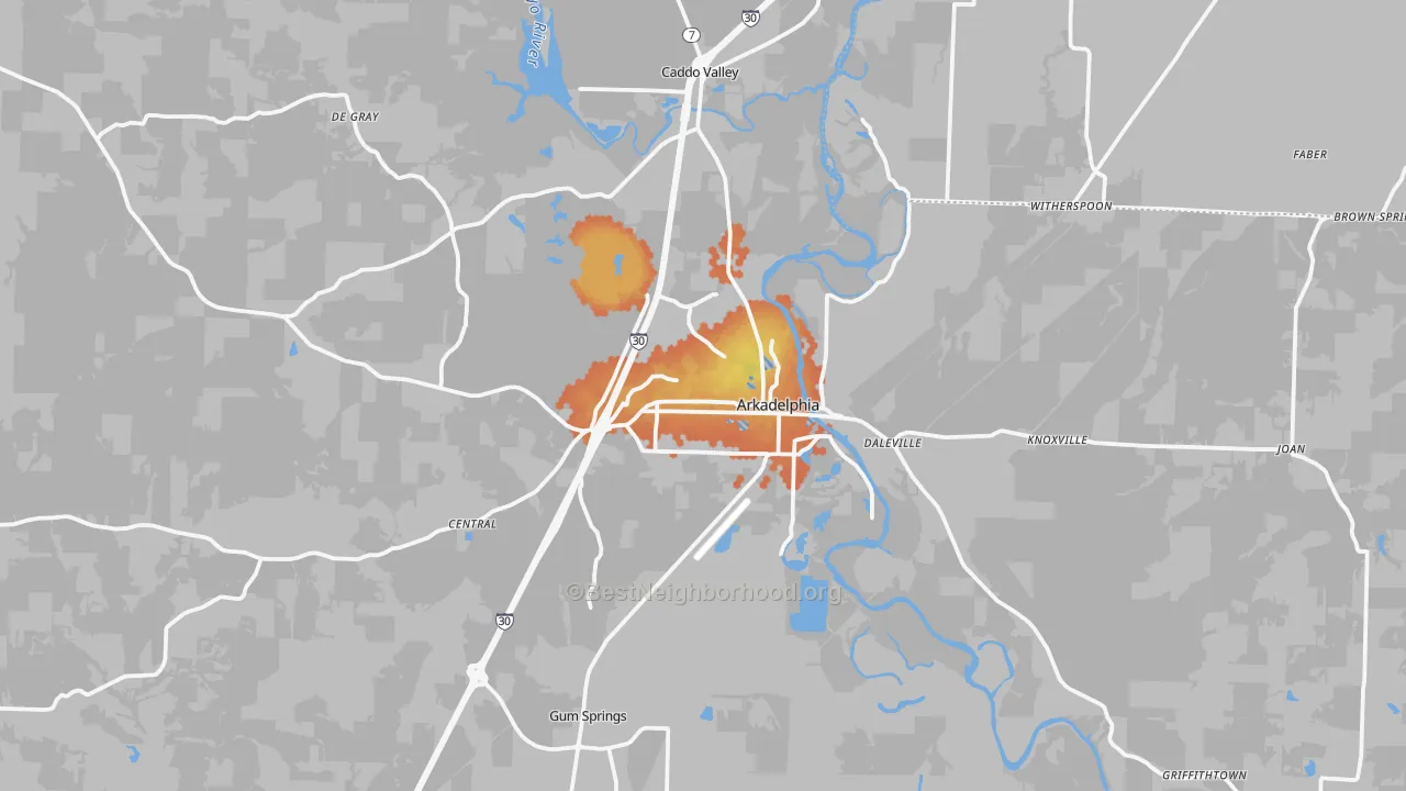 Bike Grade map of 71923, AR