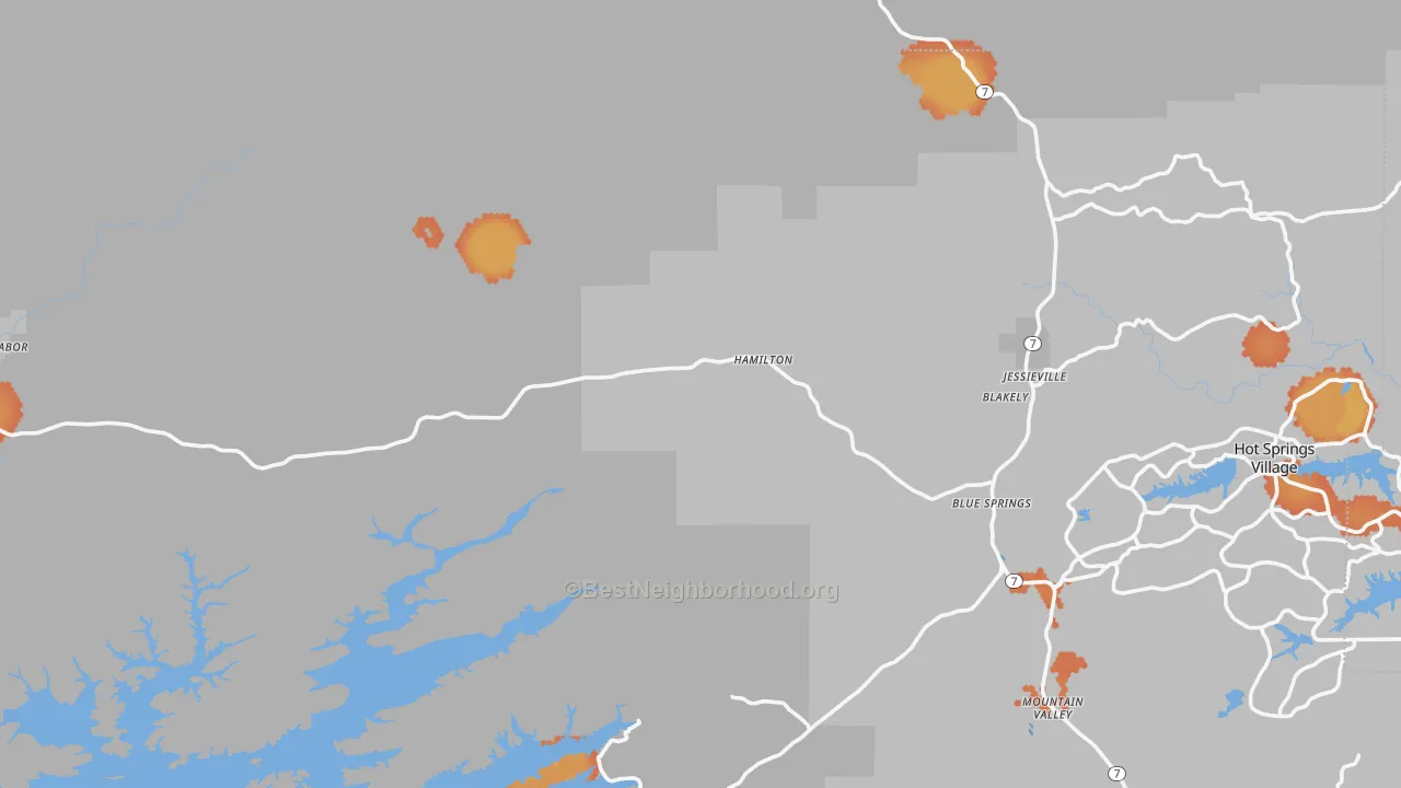 Bike Grade map of 71949, AR