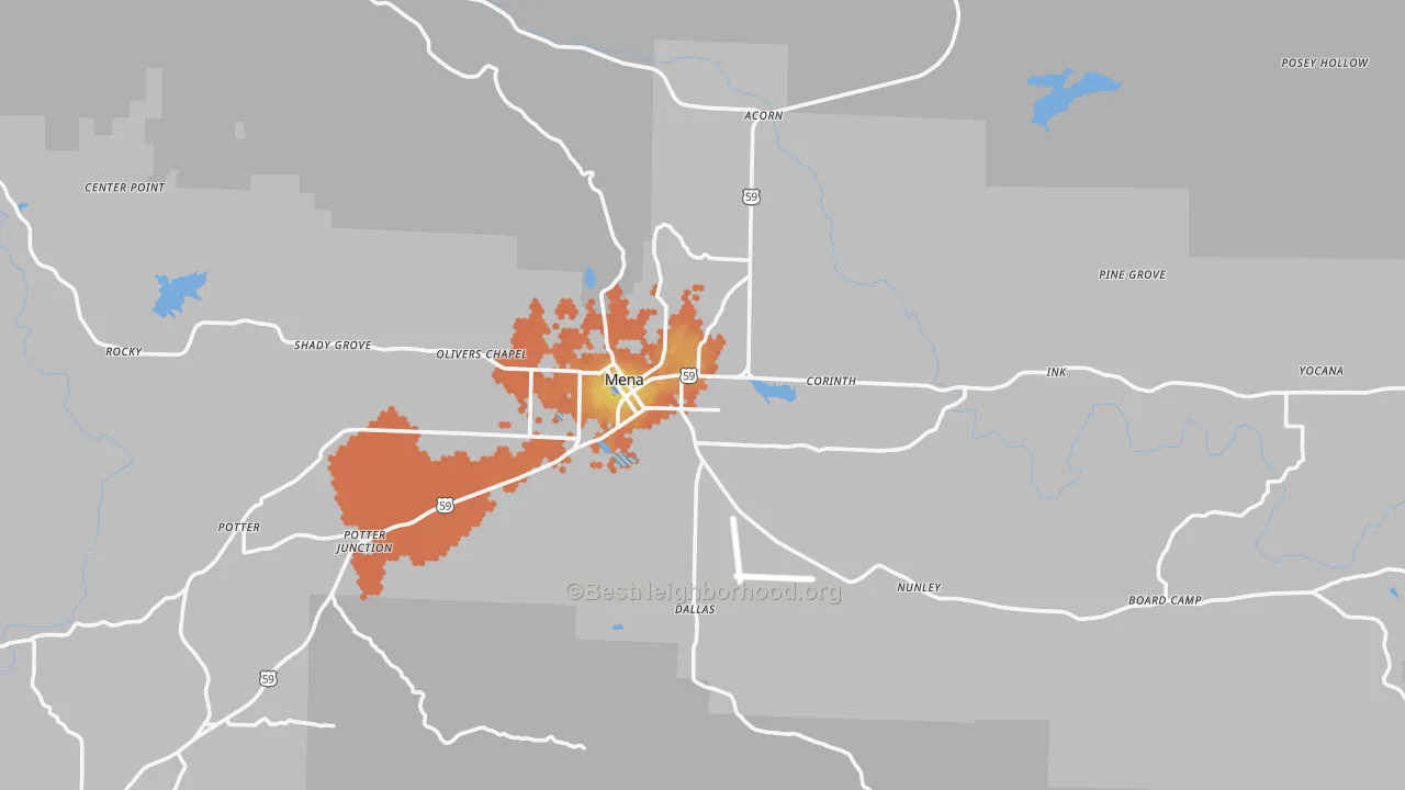 Bike Grade map of 71953, AR