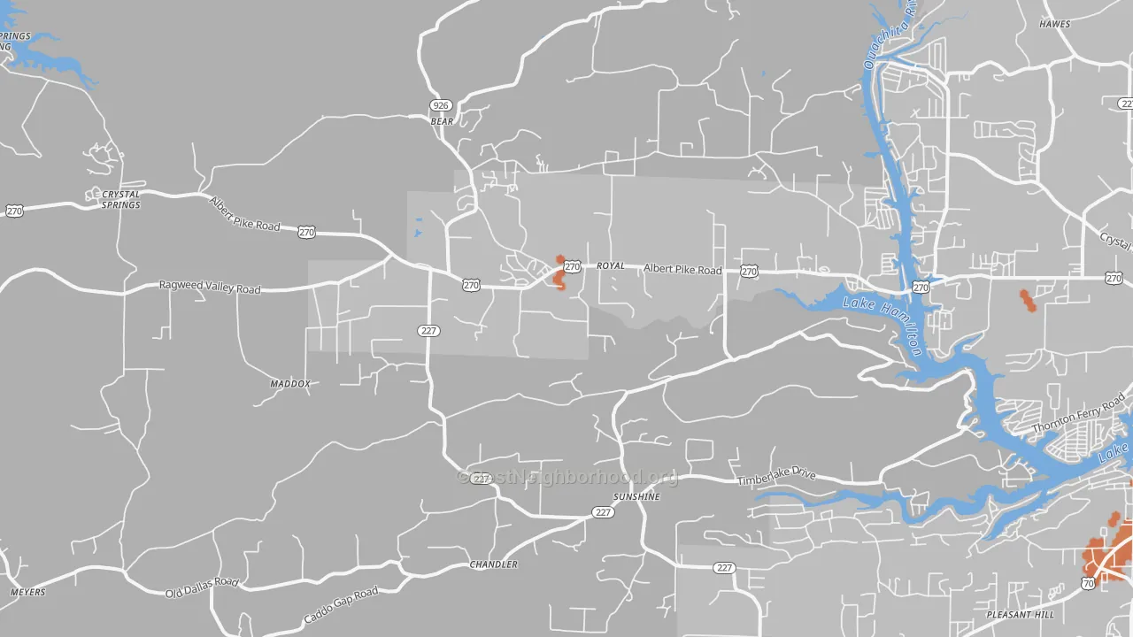 Bike Grade map of 71968, AR