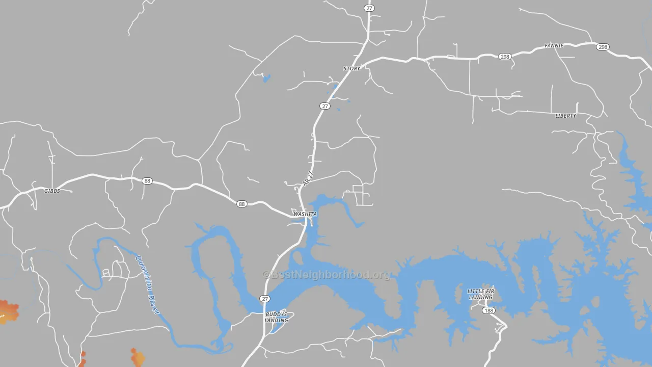 Bike Grade map of 71970, AR