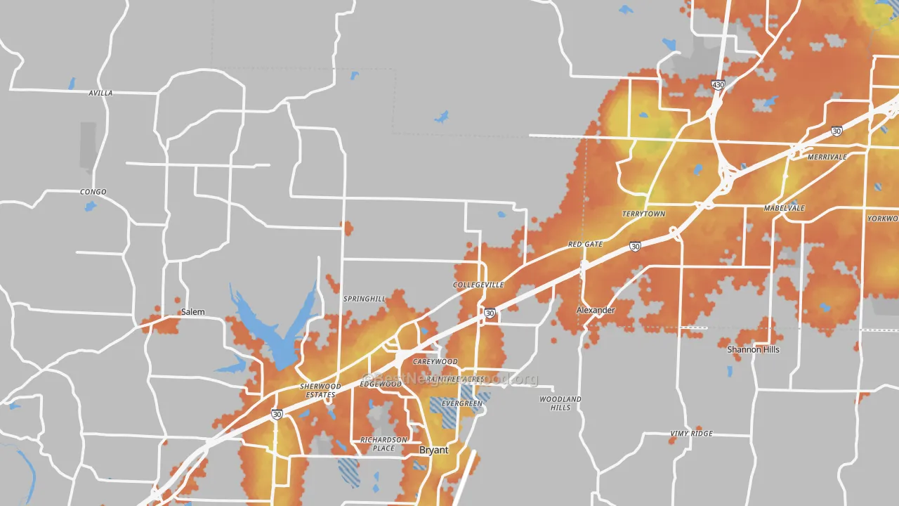 Bike Grade map of 72002, AR