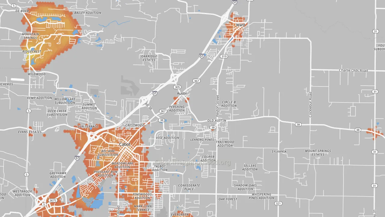 Bike Grade map of 72007, AR
