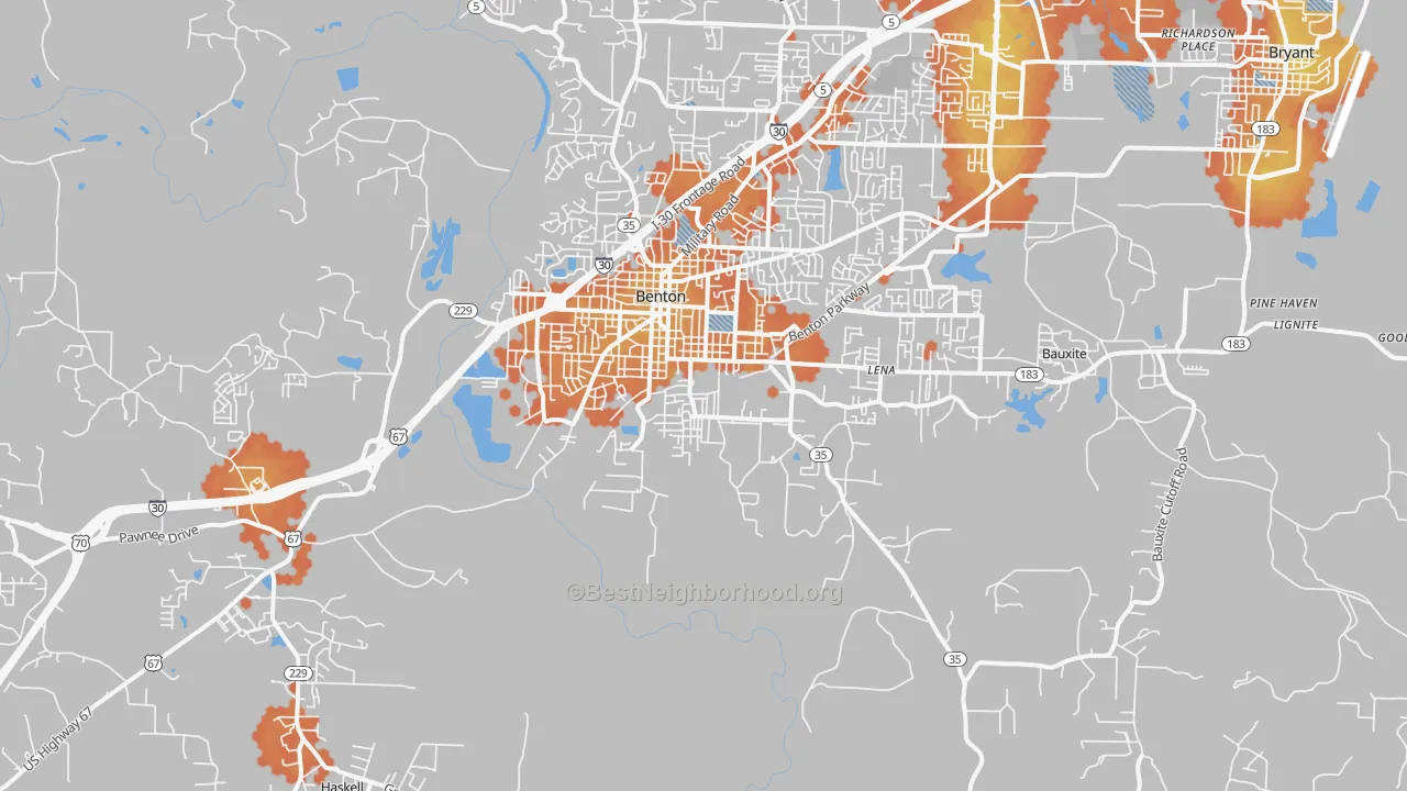 Bike Grade map of 72015, AR