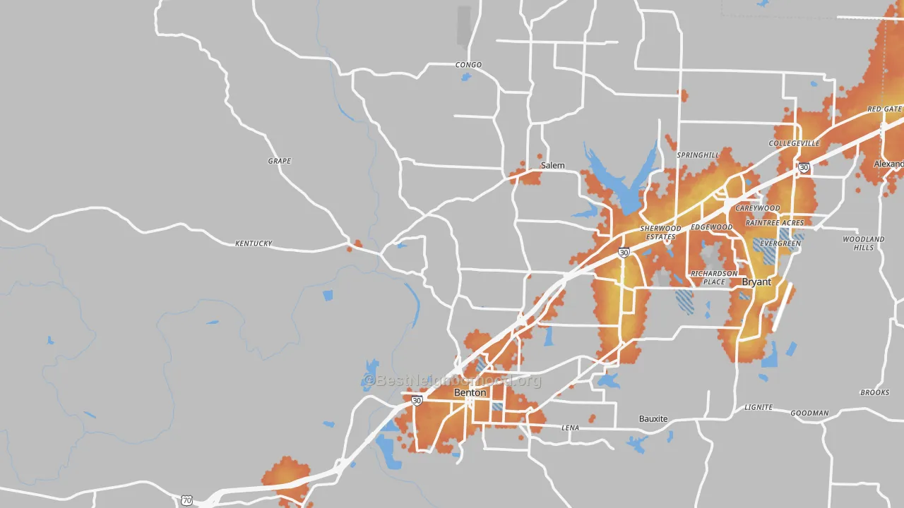 Bike Grade map of 72019, AR