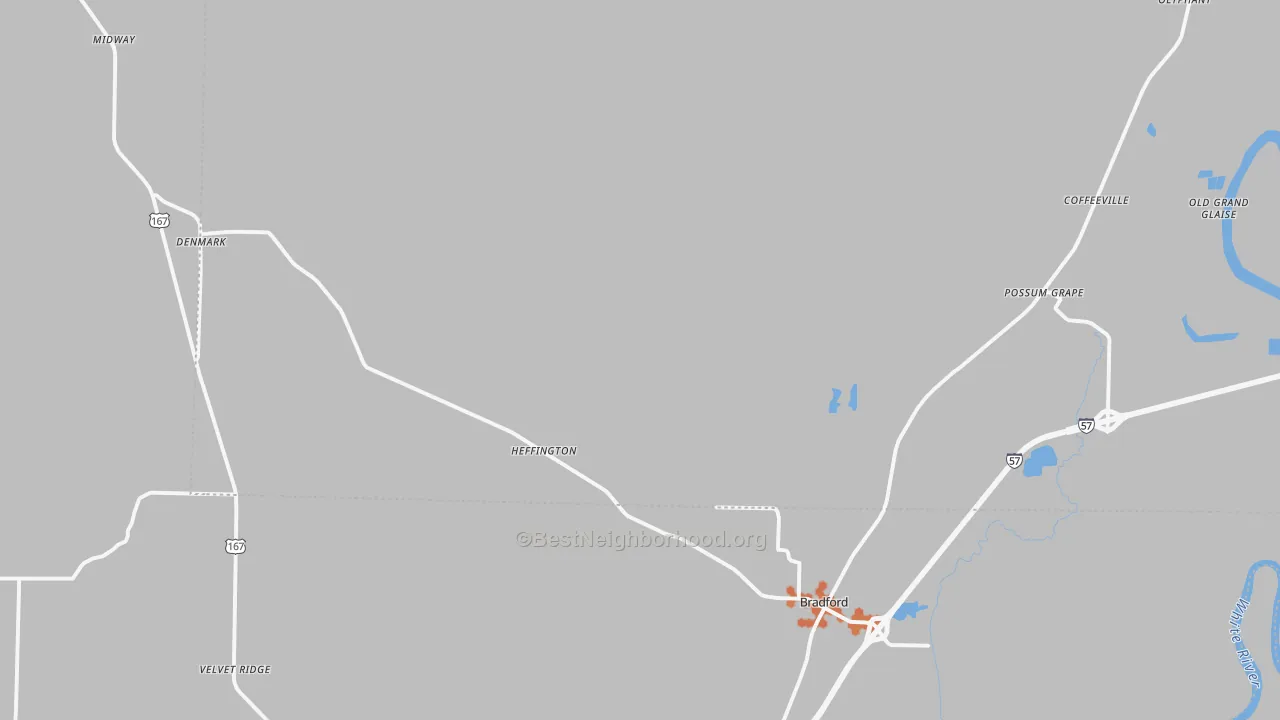 Bike Grade map of 72020, AR