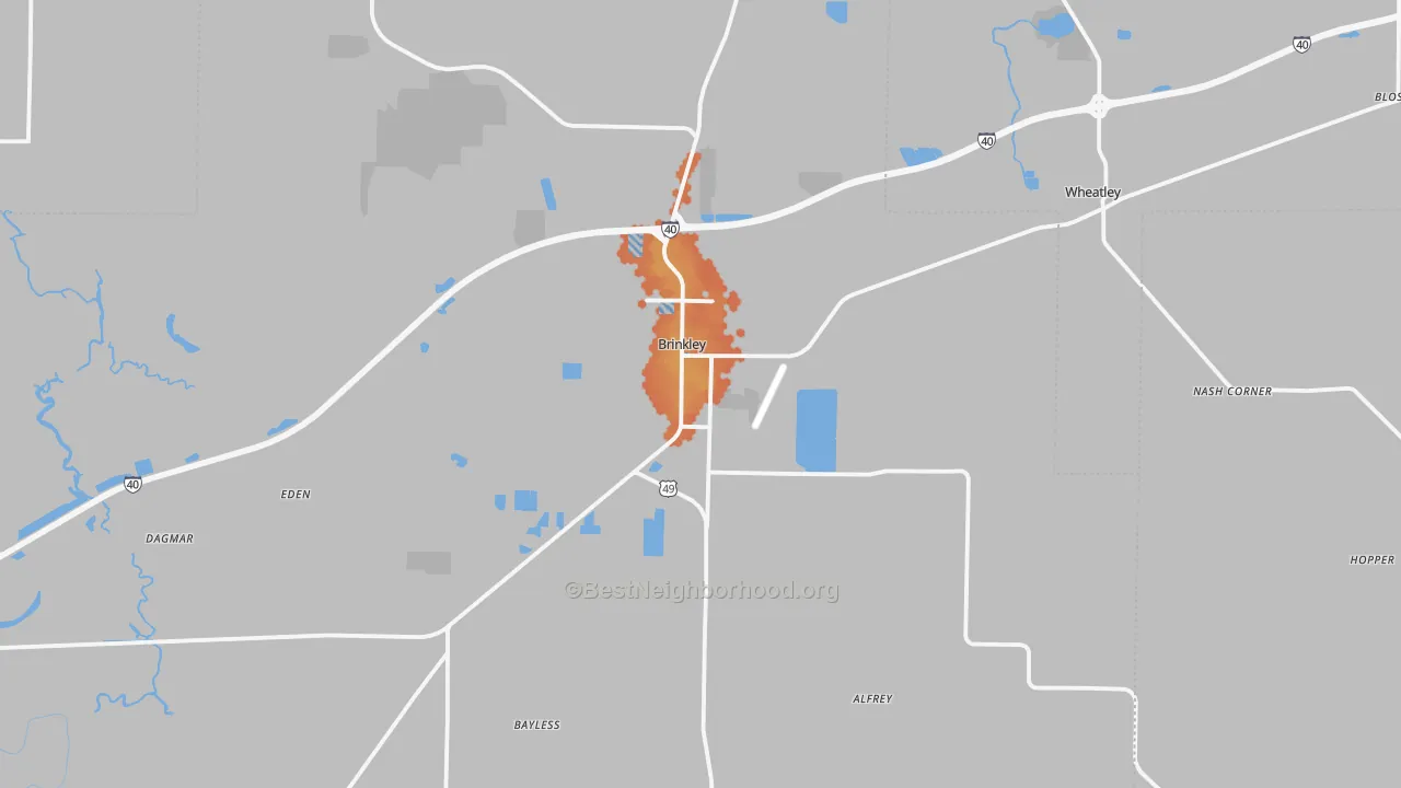 Bike Grade map of 72021, AR