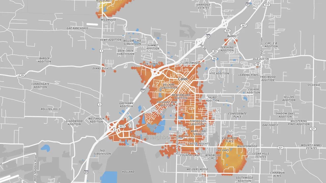 Bike Grade map of 72023, AR