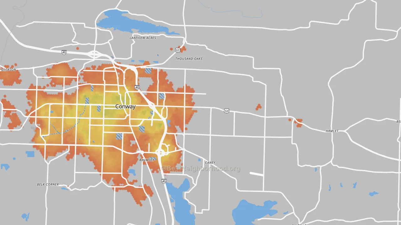 Bike Grade map of 72032, AR
