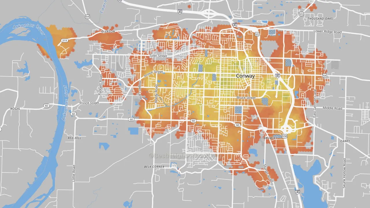 Bike Grade map of 72034, AR
