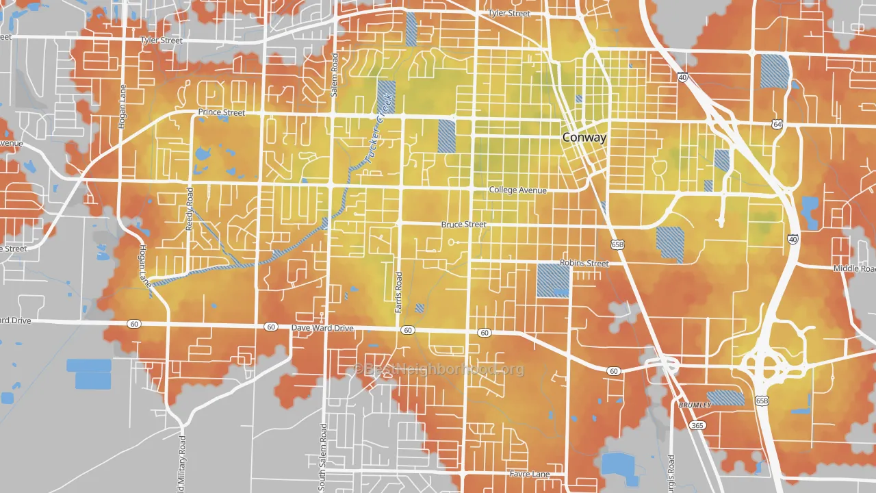 Bike Grade map of 72035, AR