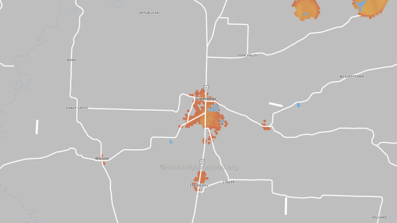 Bike Grade map of 72058, AR