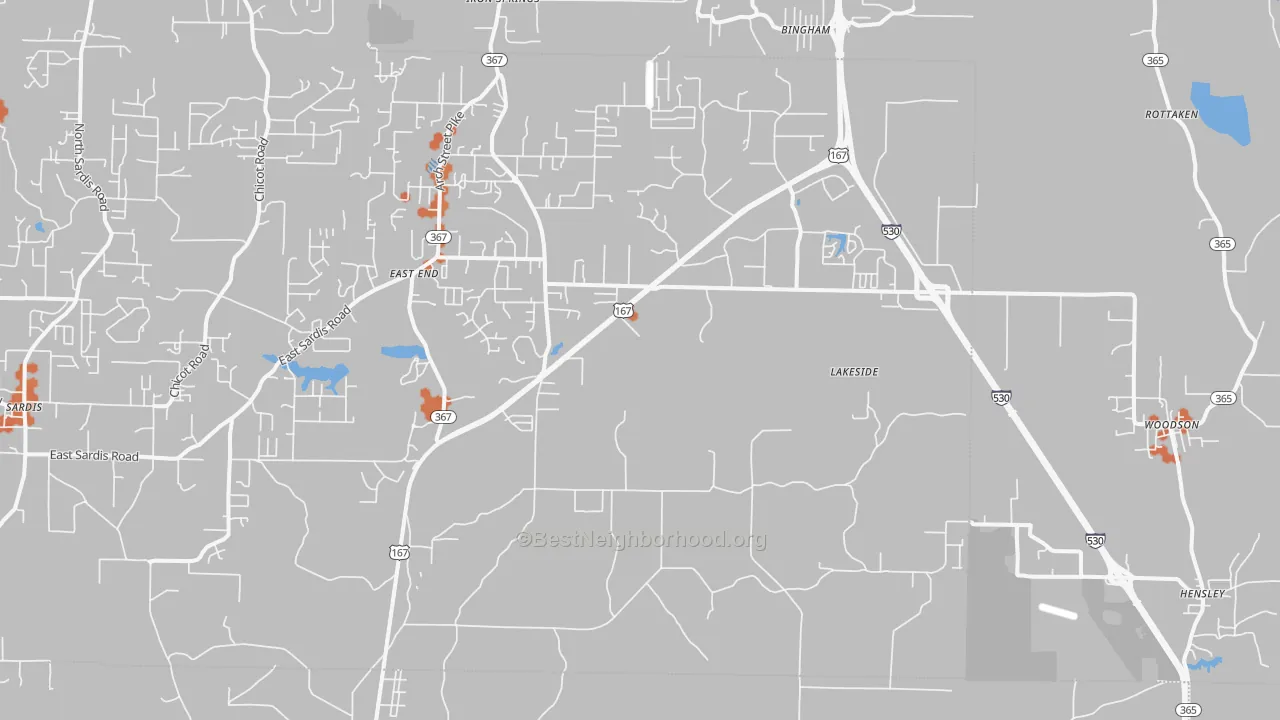 Bike Grade map of 72065, AR
