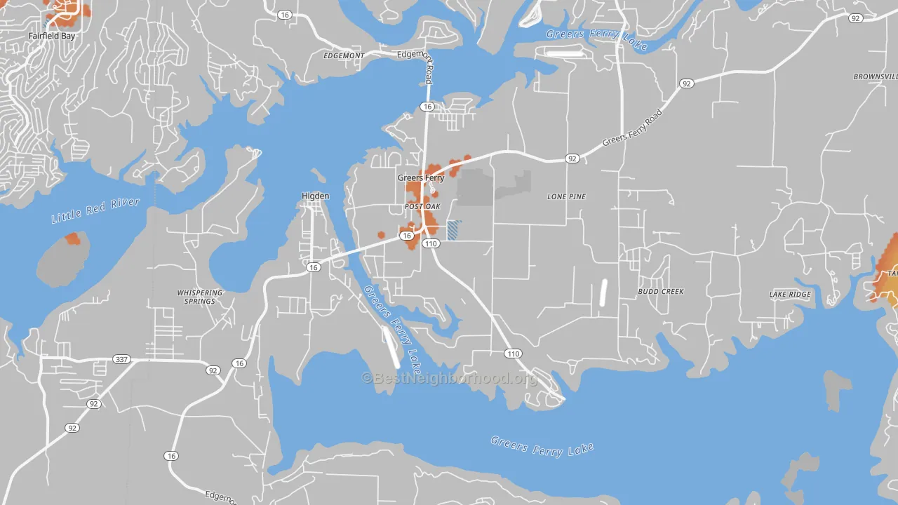 Bike Grade map of 72067, AR