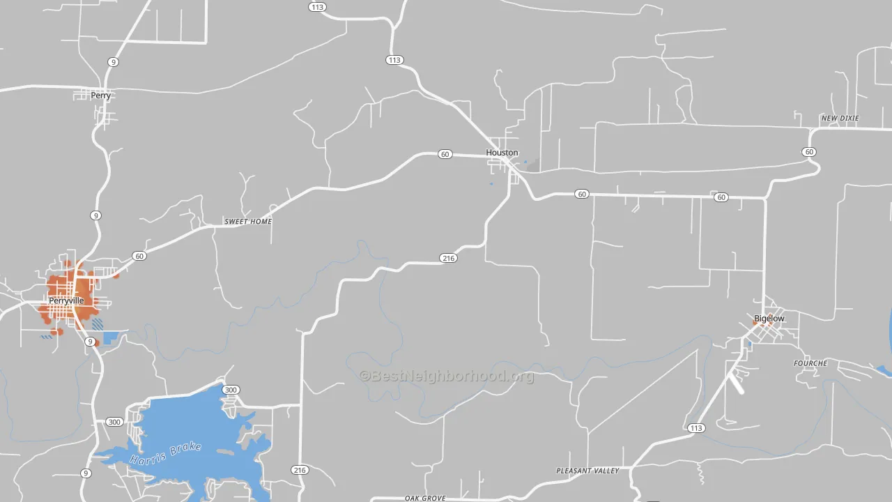 Bike Grade map of 72070, AR