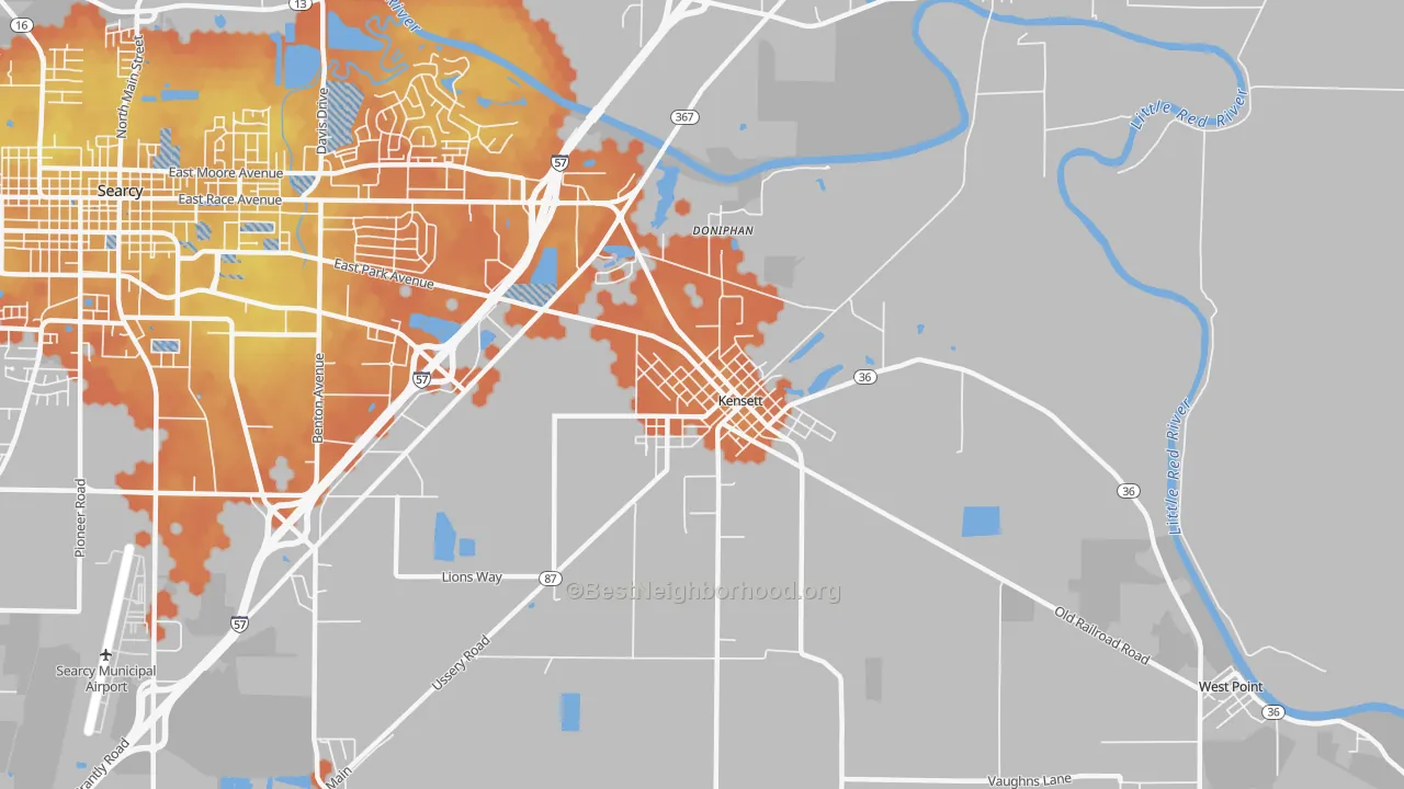 Bike Grade map of 72082, AR