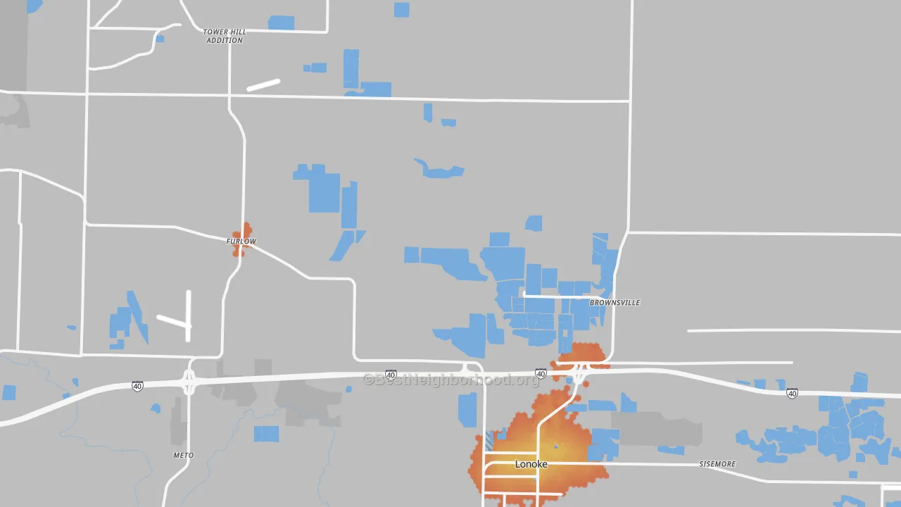 Bike Grade map of 72086, AR