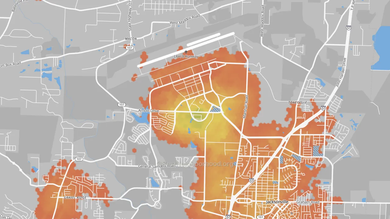 Bike Grade map of 72099, AR