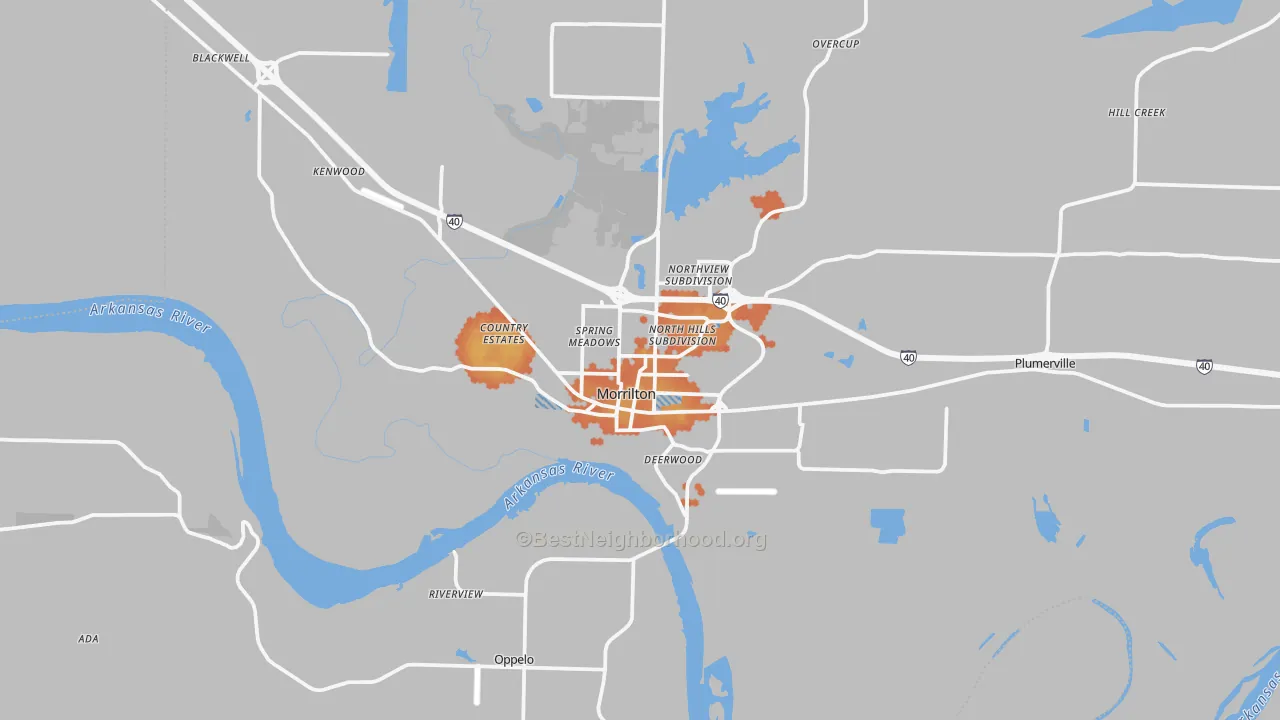 Bike Grade map of 72110, AR