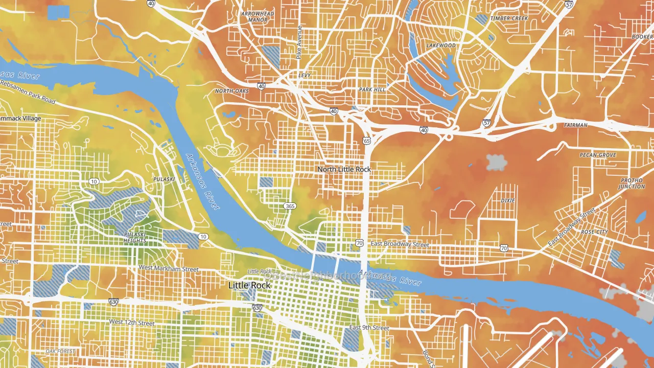 Bike Grade map of 72114, AR