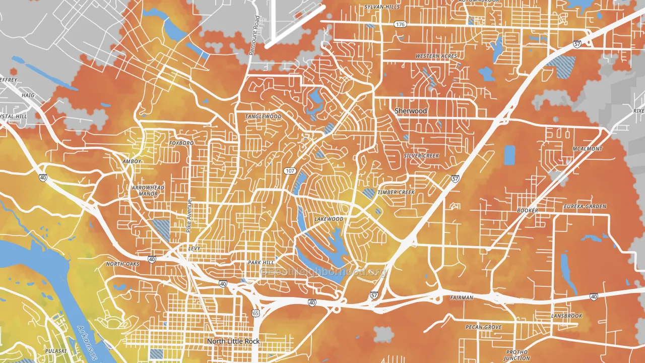 Bike Grade map of 72116, AR