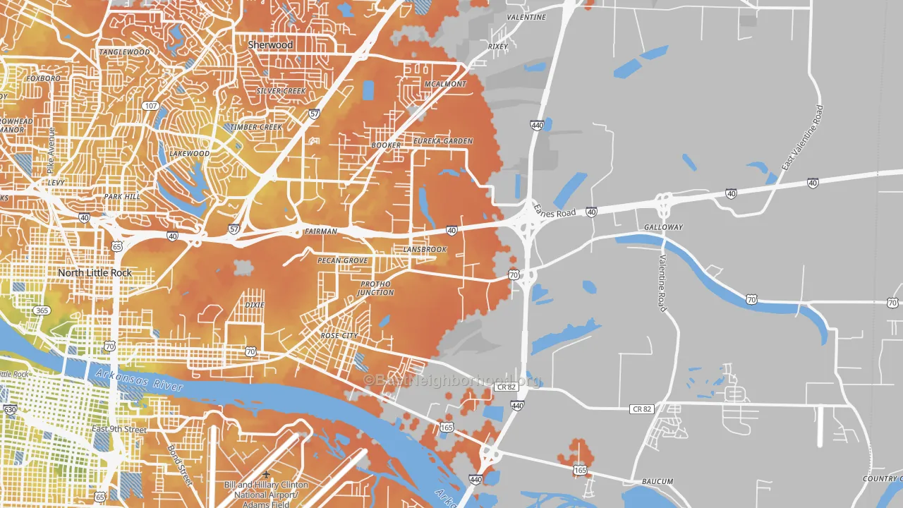 Bike Grade map of 72117, AR
