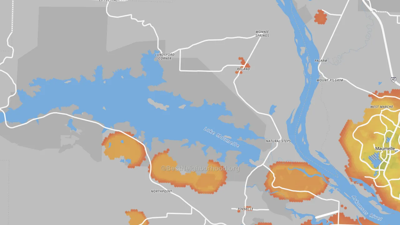 Bike Grade map of 72135, AR