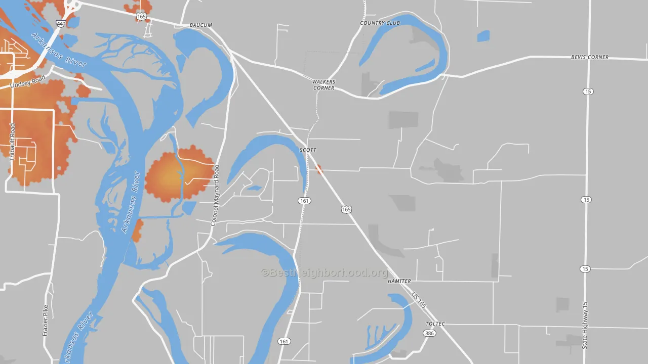 Bike Grade map of 72142, AR