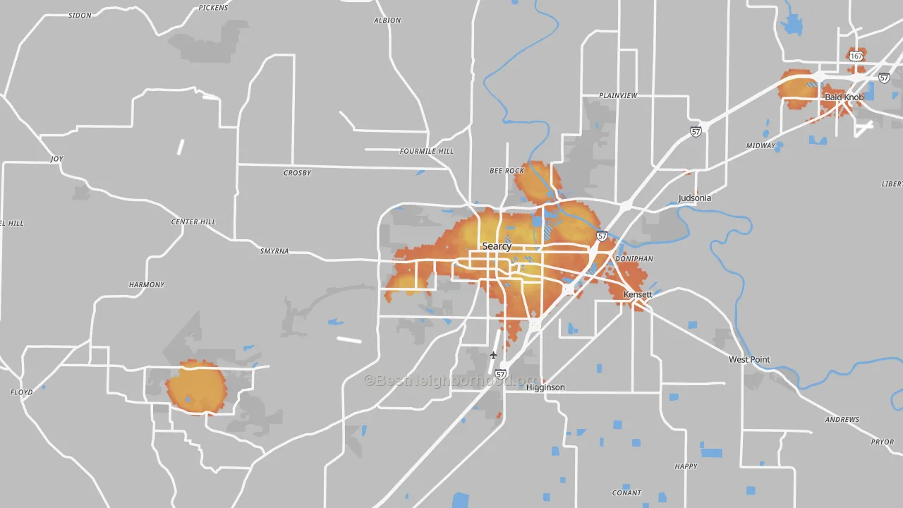 Bike Grade map of 72143, AR