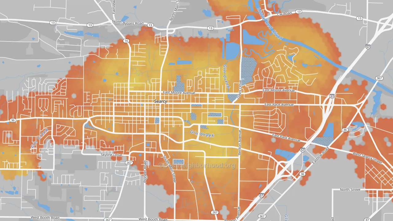 Bike Grade map of 72149, AR