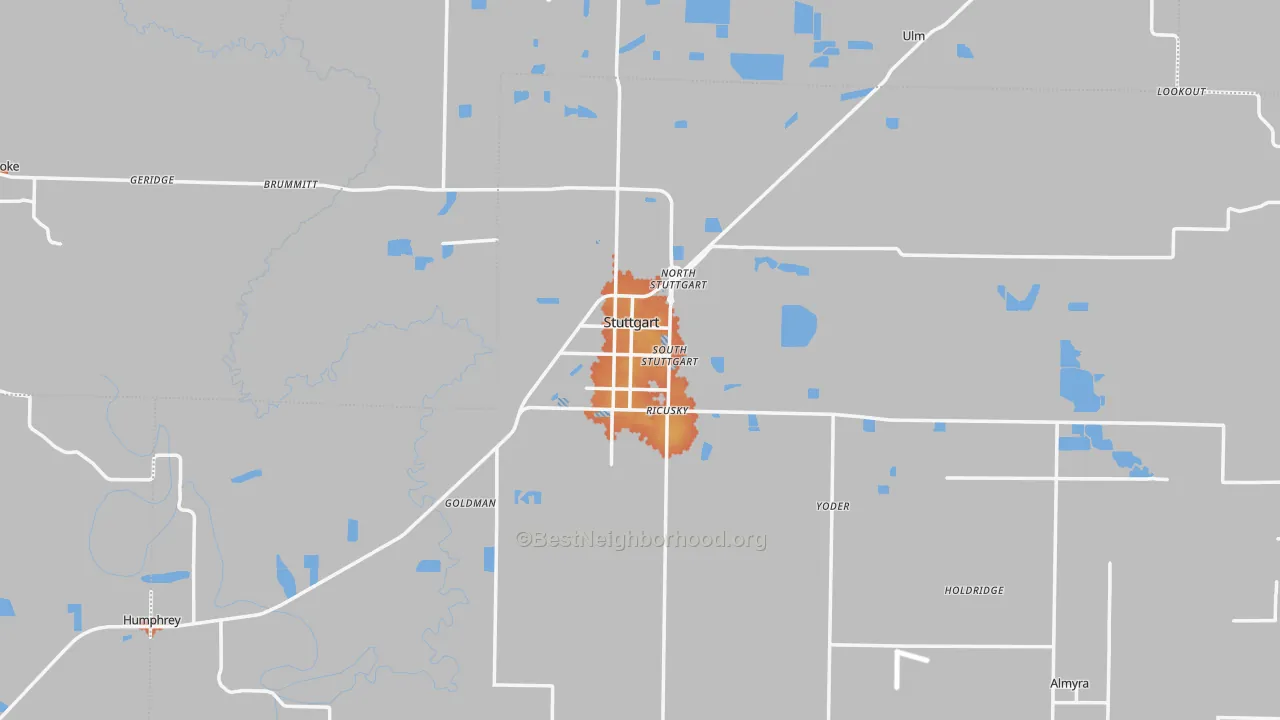 Bike Grade map of 72160, AR