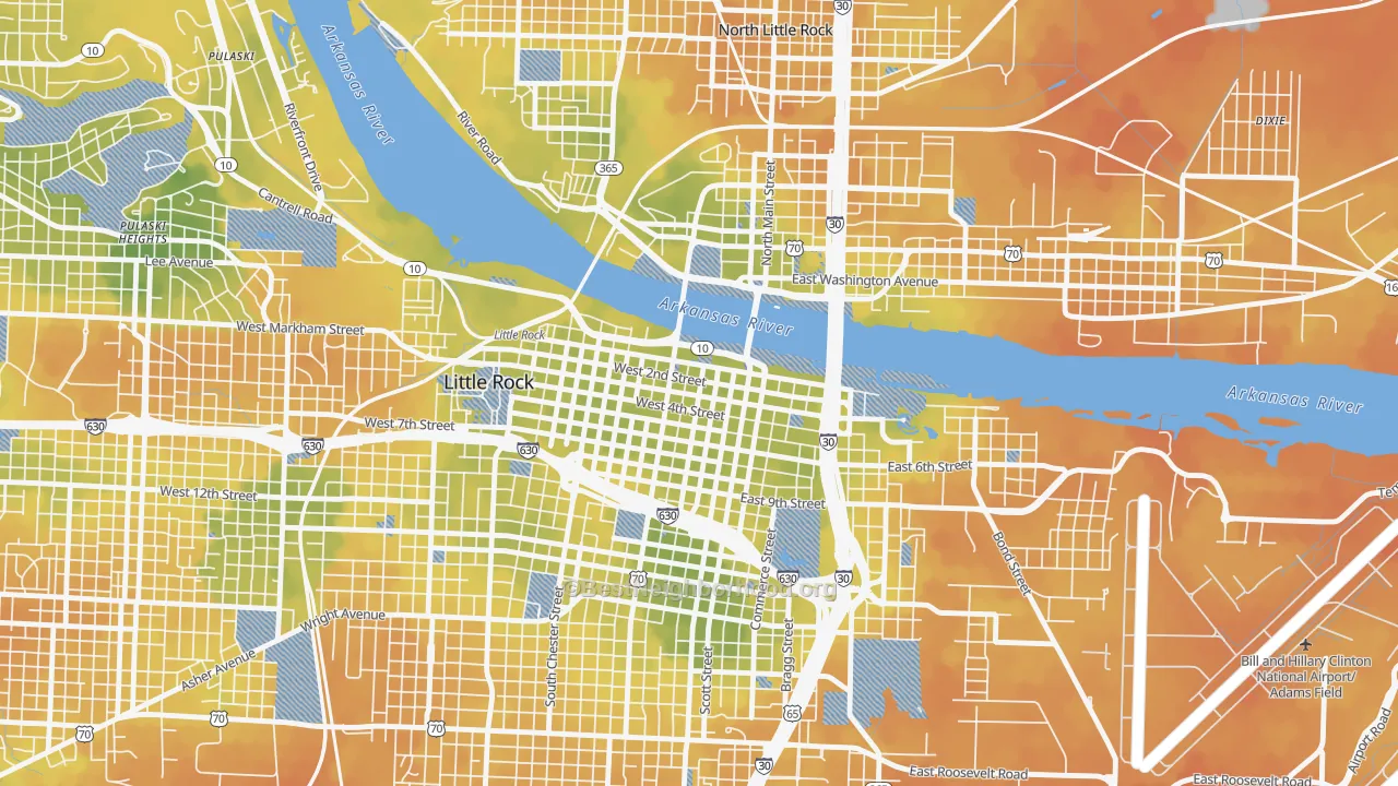 Bike Grade map of 72201, AR