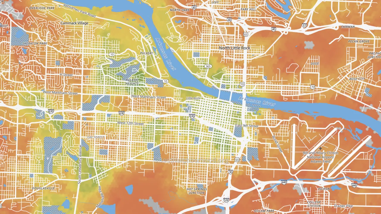 Bike Grade map of 72202, AR