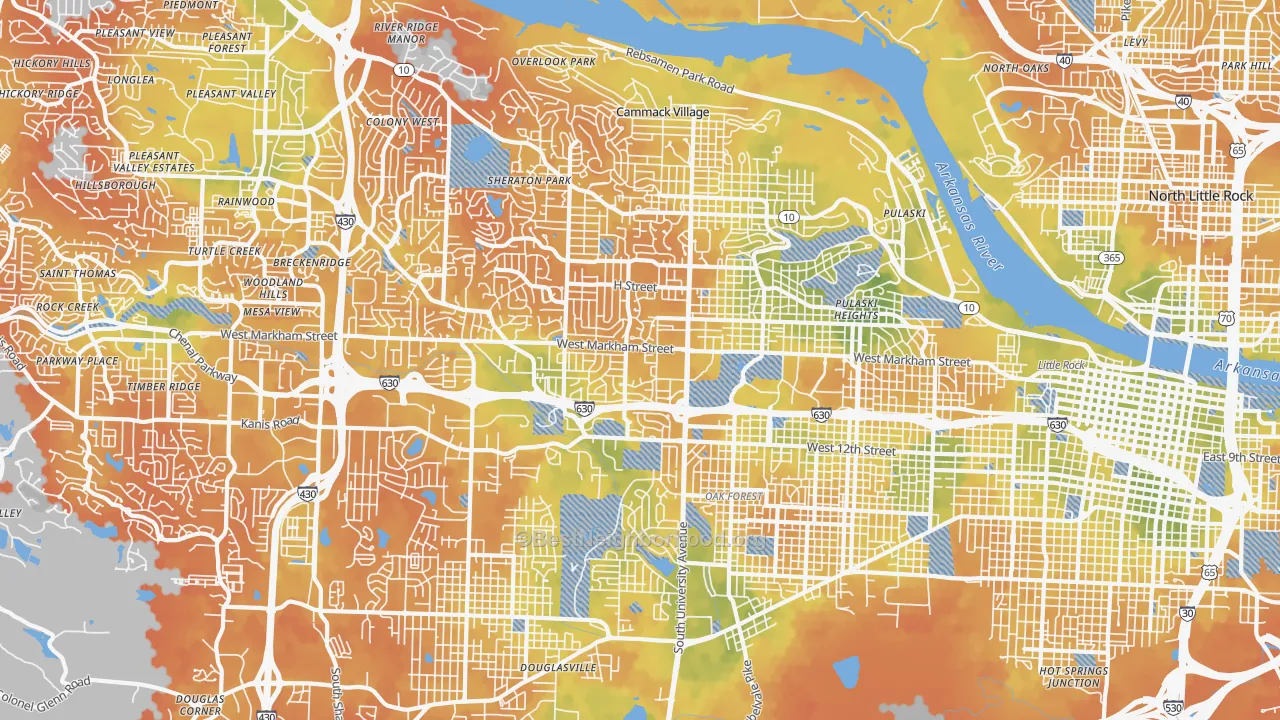 Bike Grade map of 72205, AR