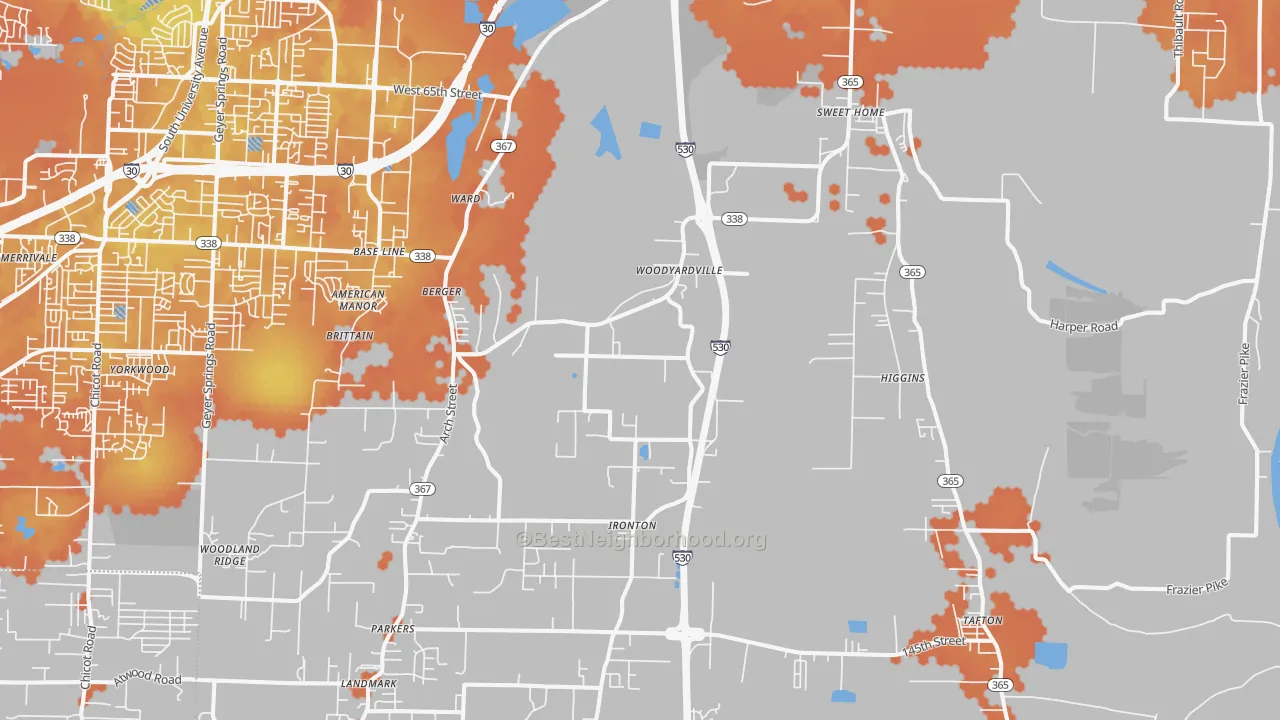 Bike Grade map of 72206, AR