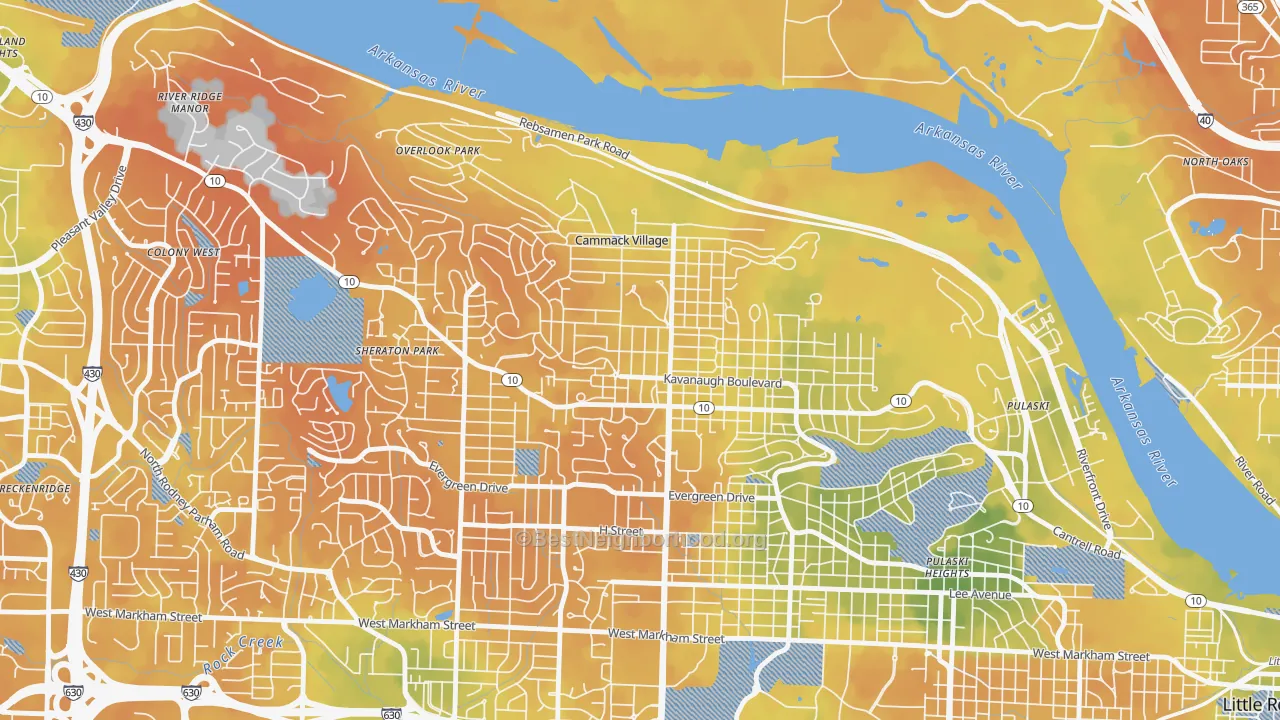 Bike Grade map of 72207, AR