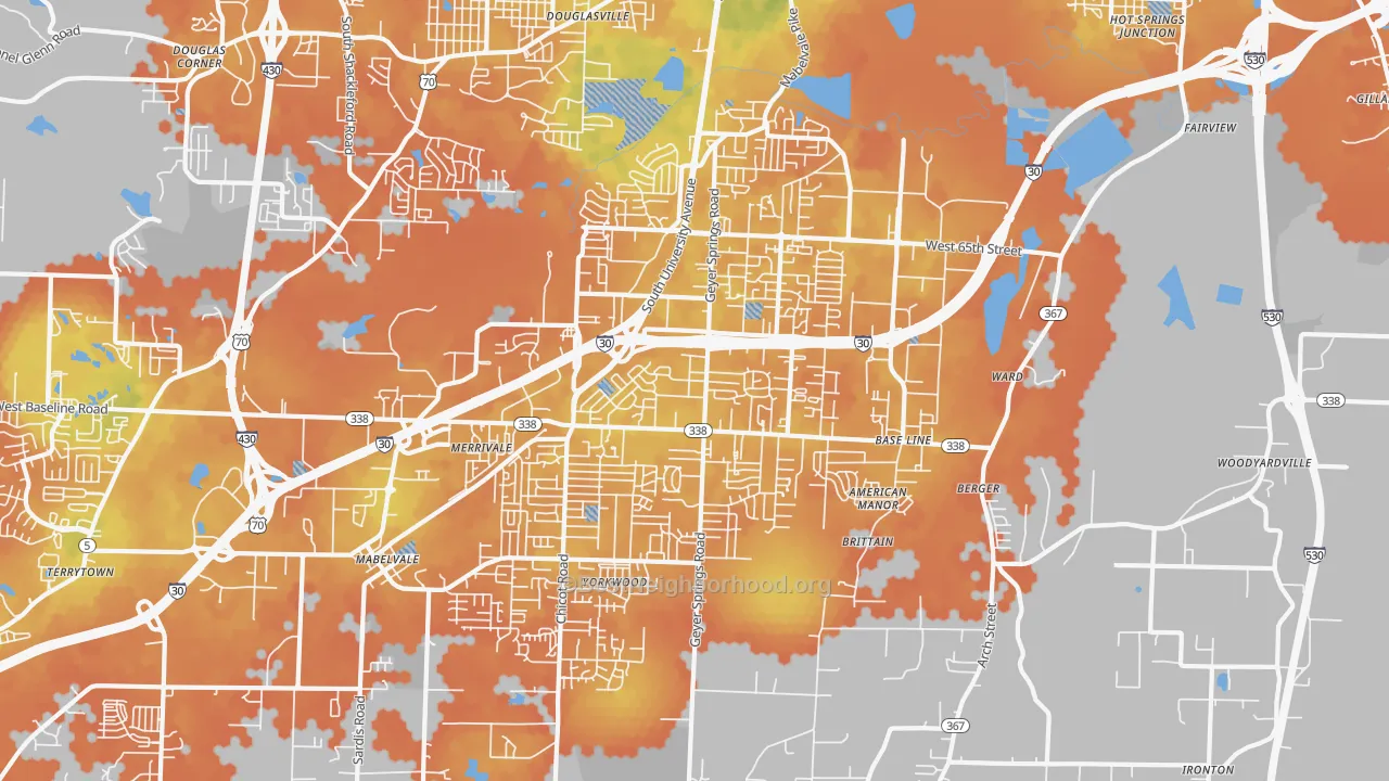 Bike Grade map of 72209, AR