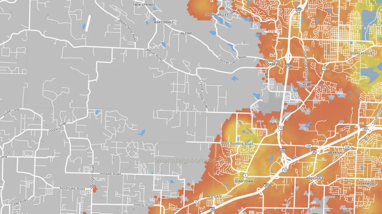 Bike Grade map of 72210, AR