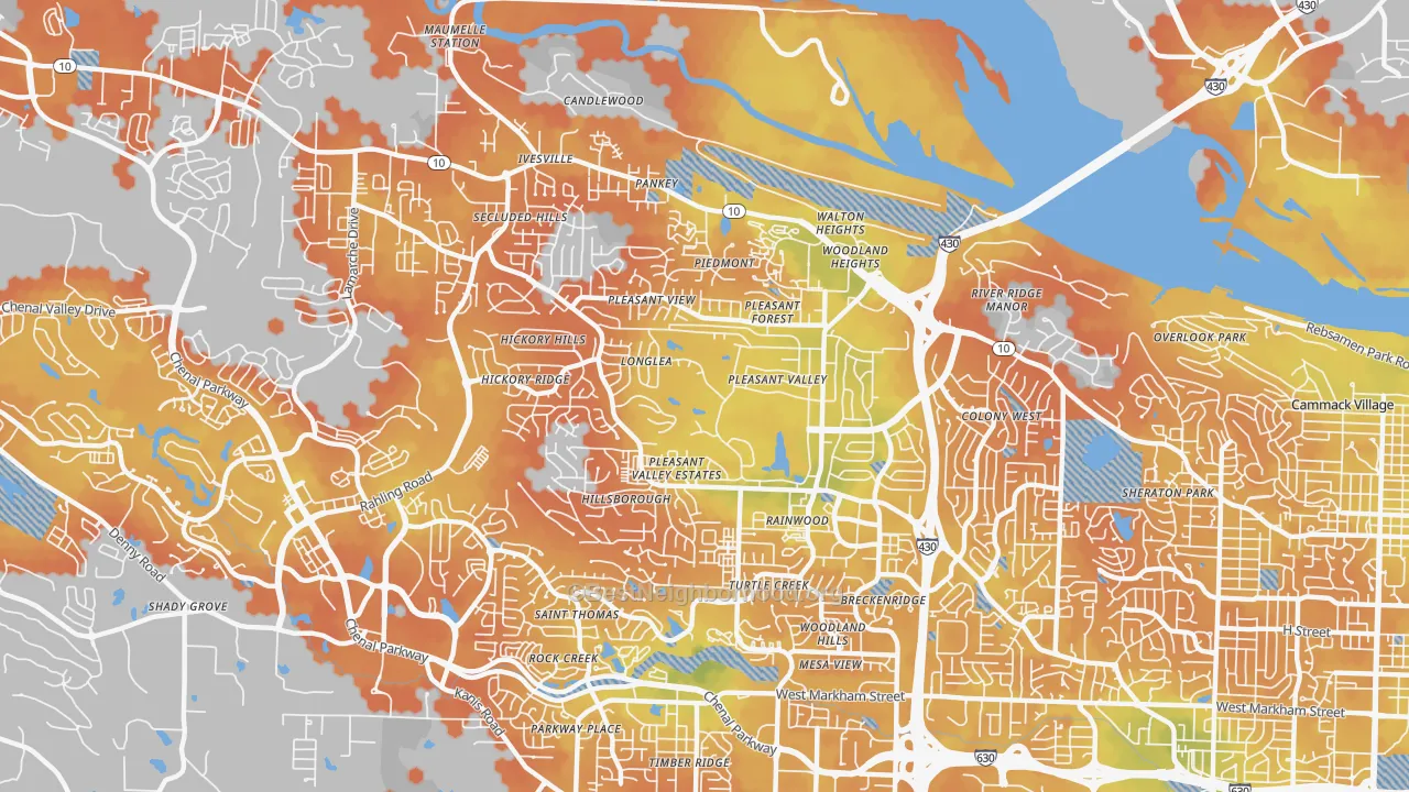 Bike Grade map of 72212, AR