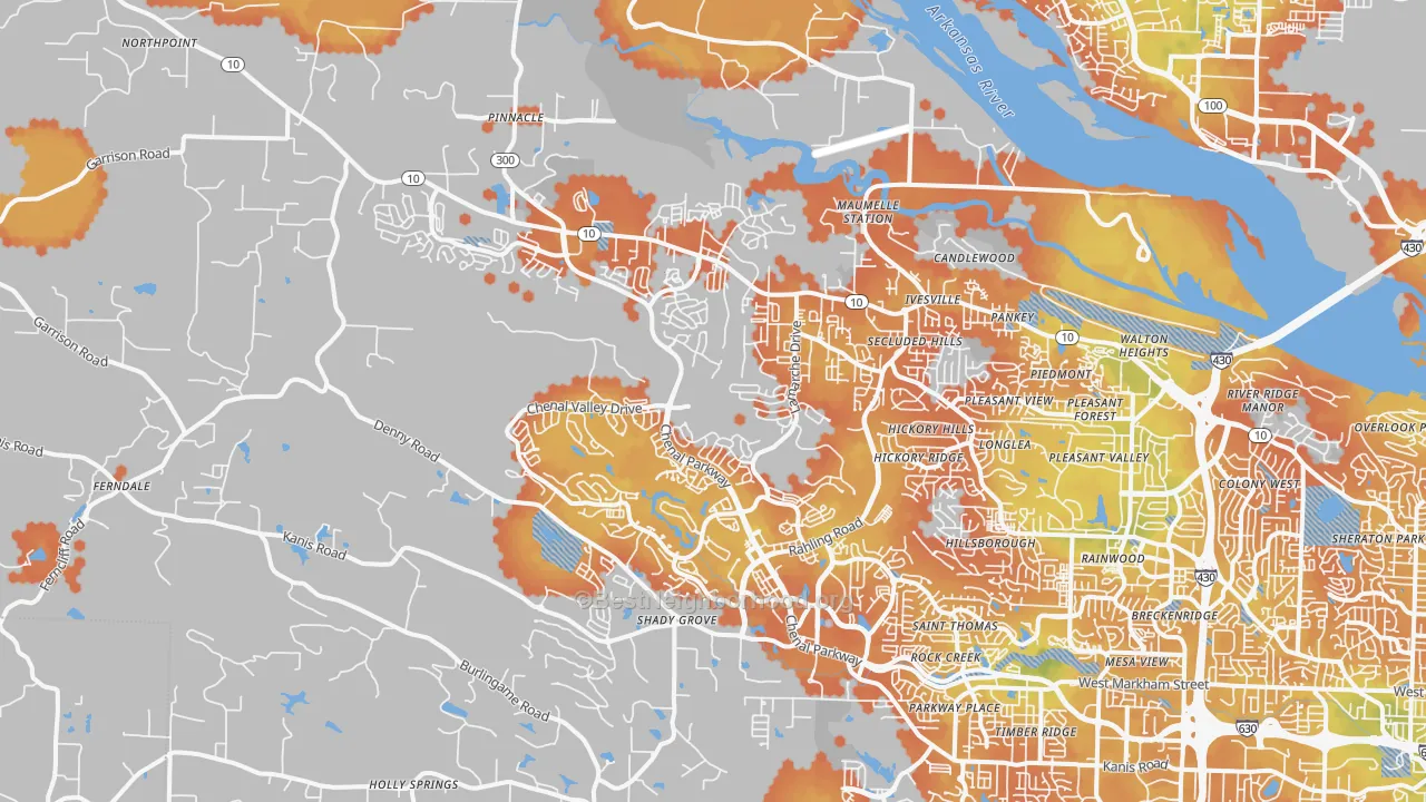 Bike Grade map of 72223, AR