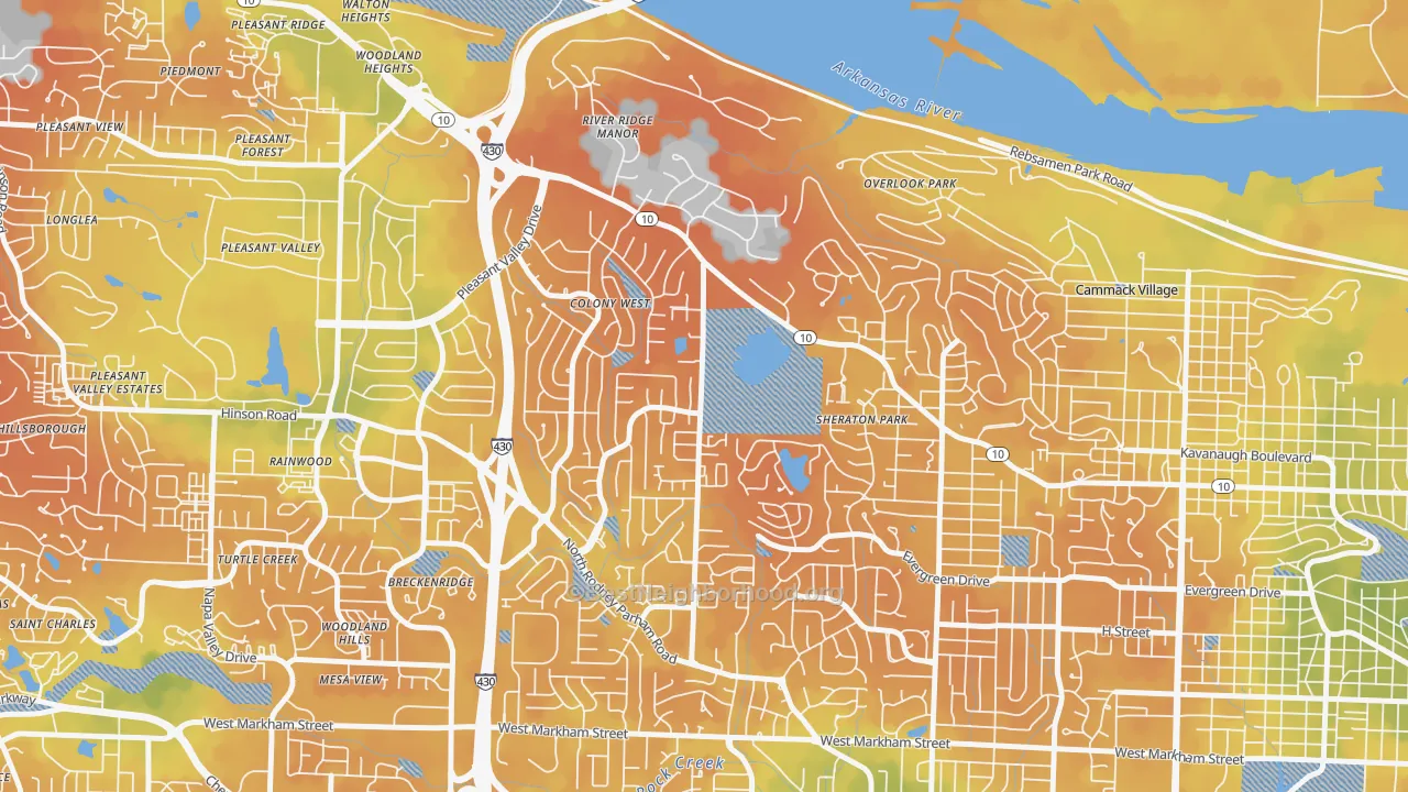 Bike Grade map of 72227, AR
