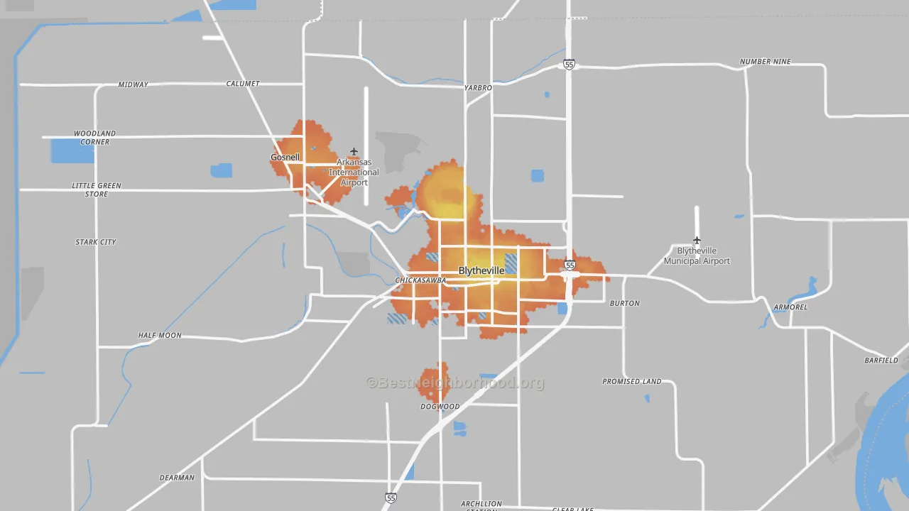 Bike Grade map of 72315, AR