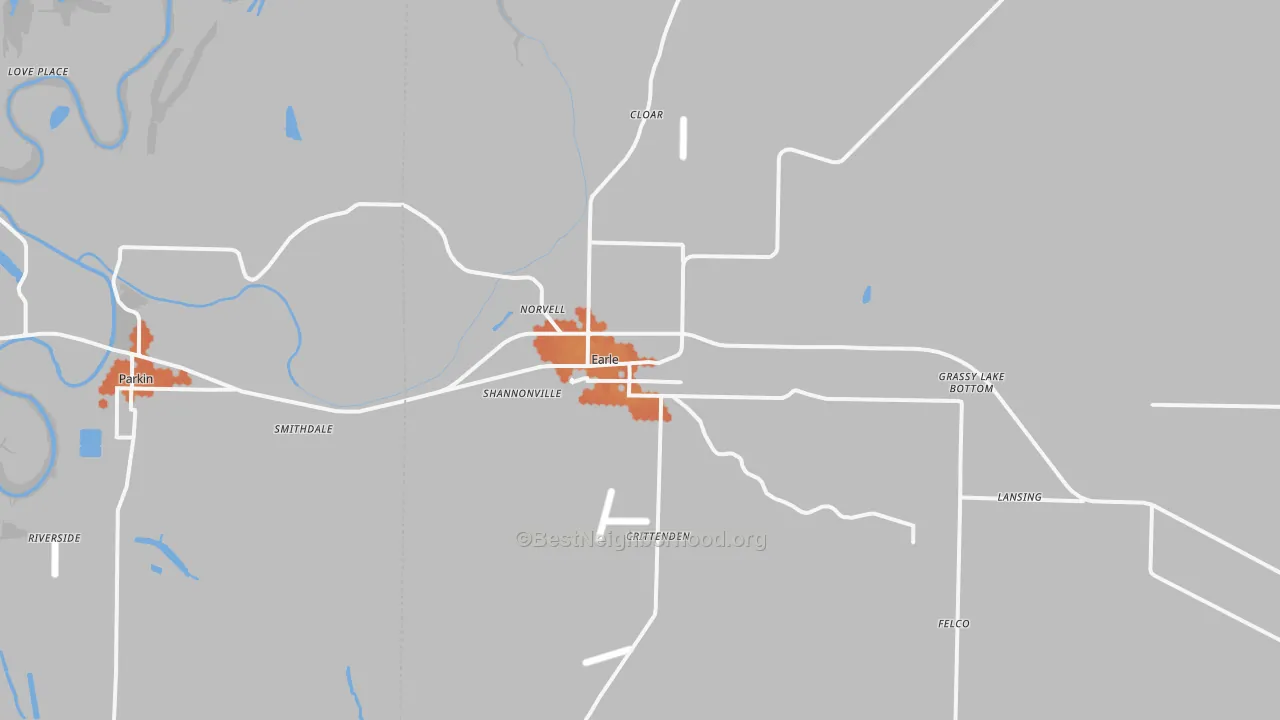 Bike Grade map of 72331, AR