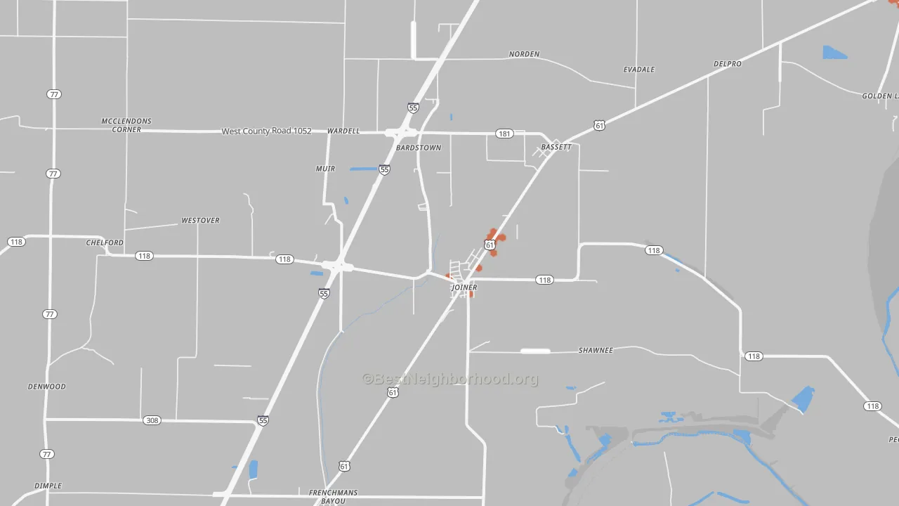 Bike Grade map of 72350, AR