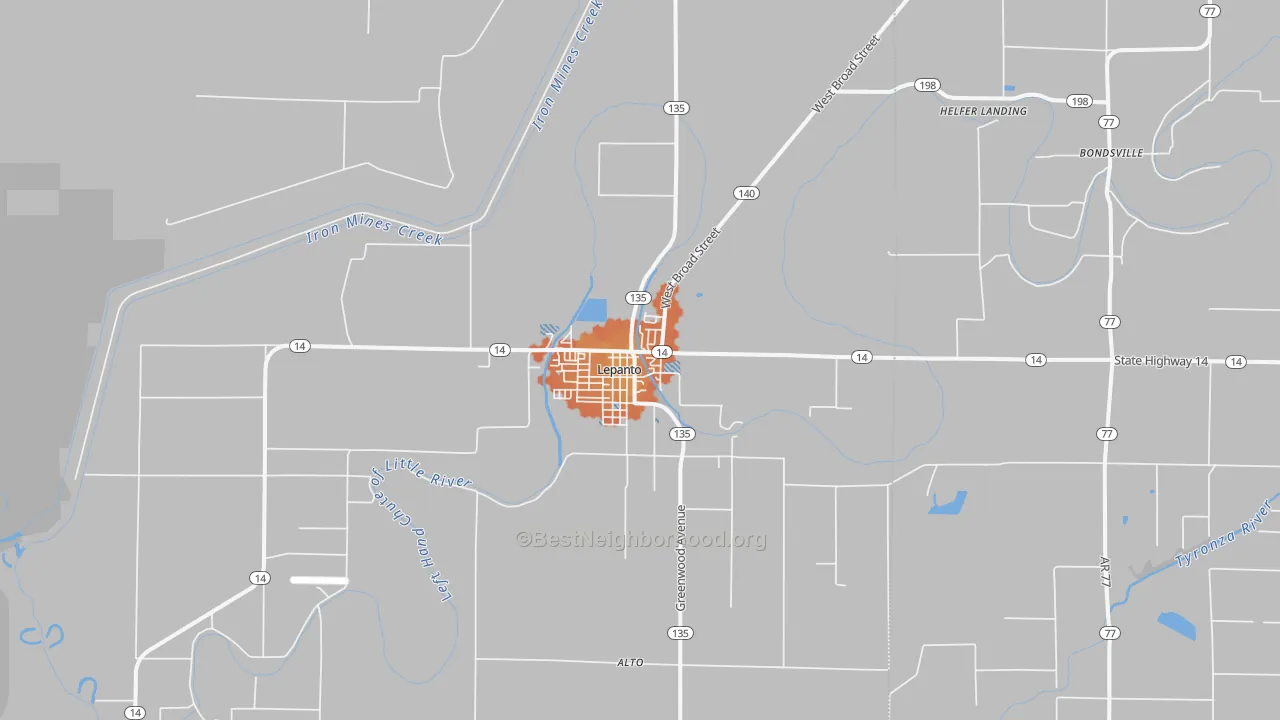 Bike Grade map of 72354, AR