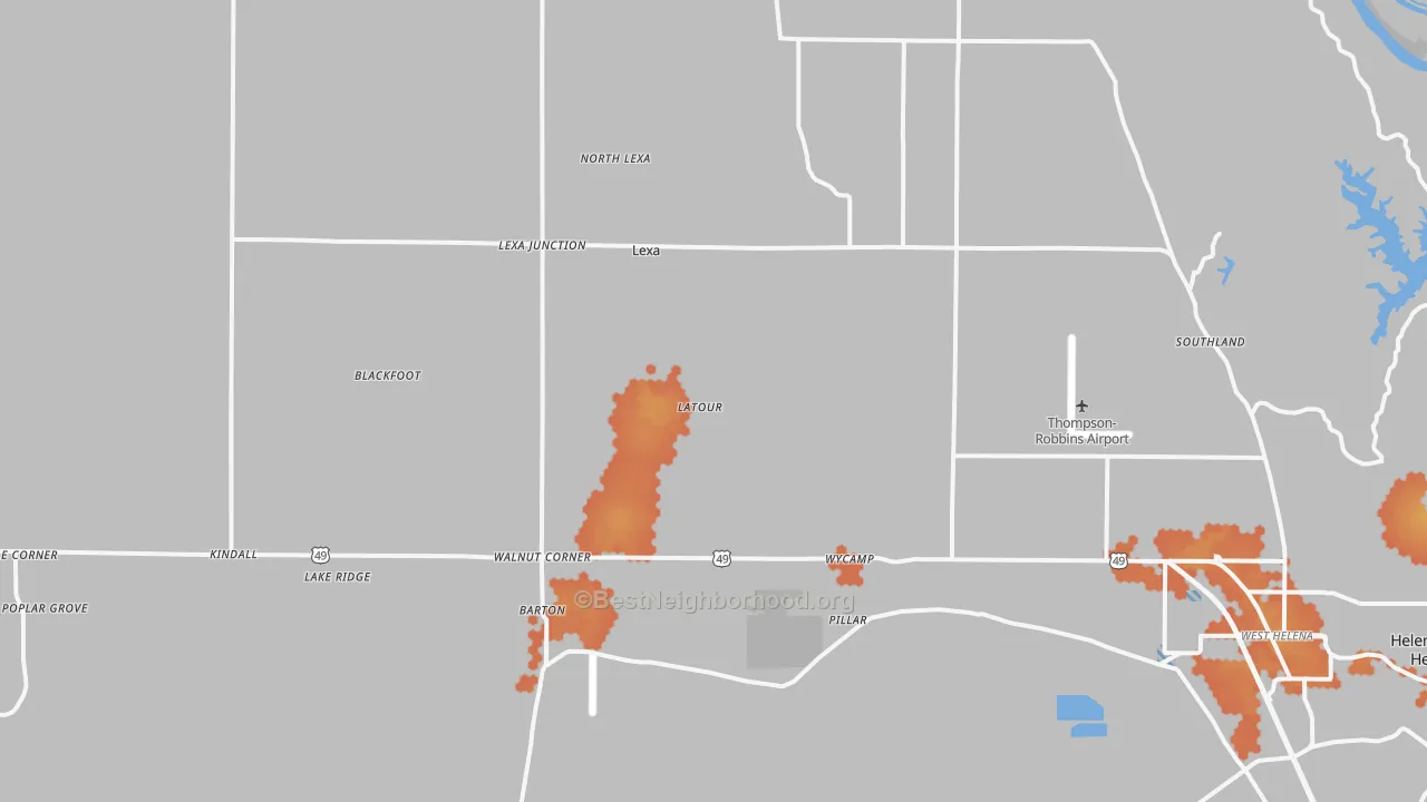 Bike Grade map of 72355, AR