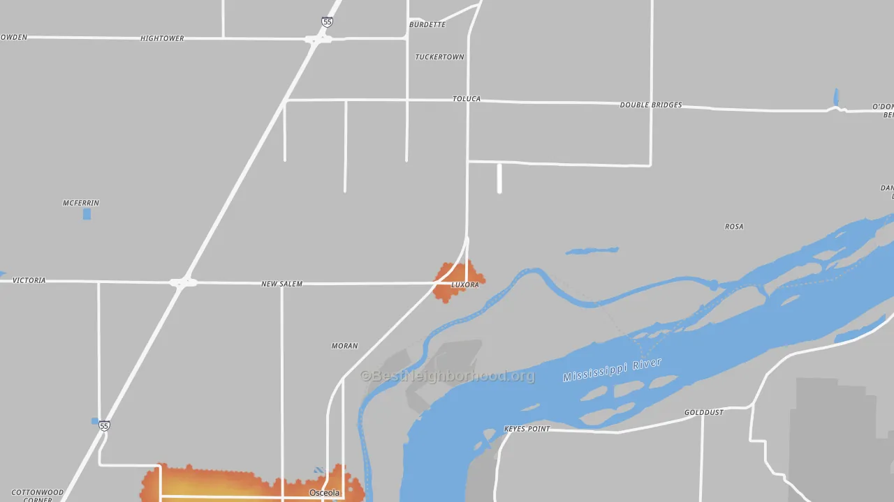 Bike Grade map of 72358, AR