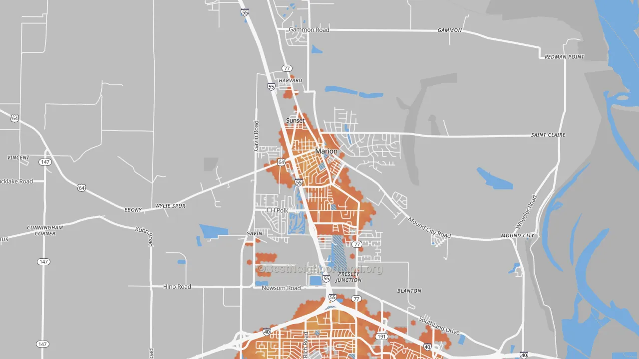 Bike Grade map of 72364, AR