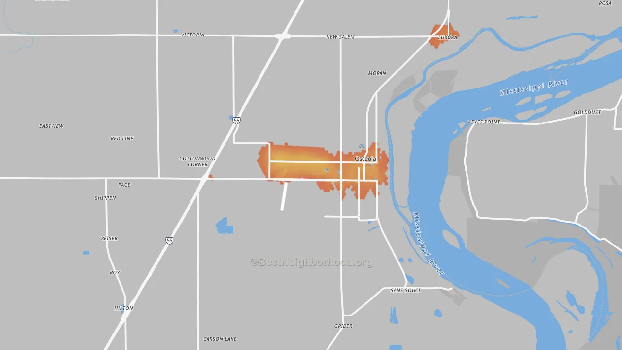 Bike Grade map of 72370, AR