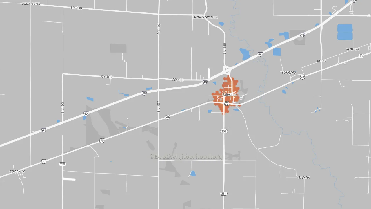 Bike Grade map of 72372, AR